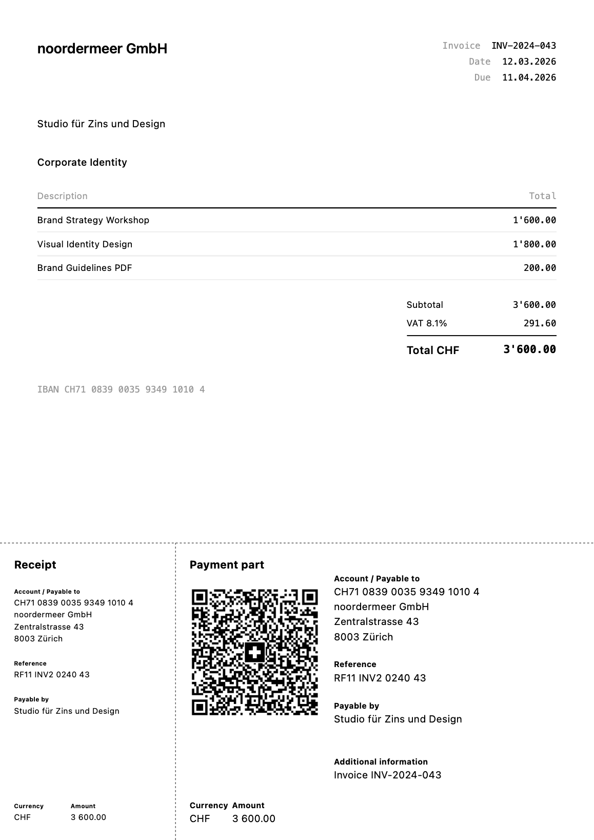 Minimal invoice template