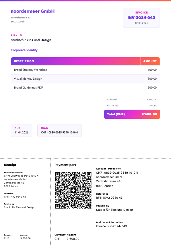 Colorful invoice template
